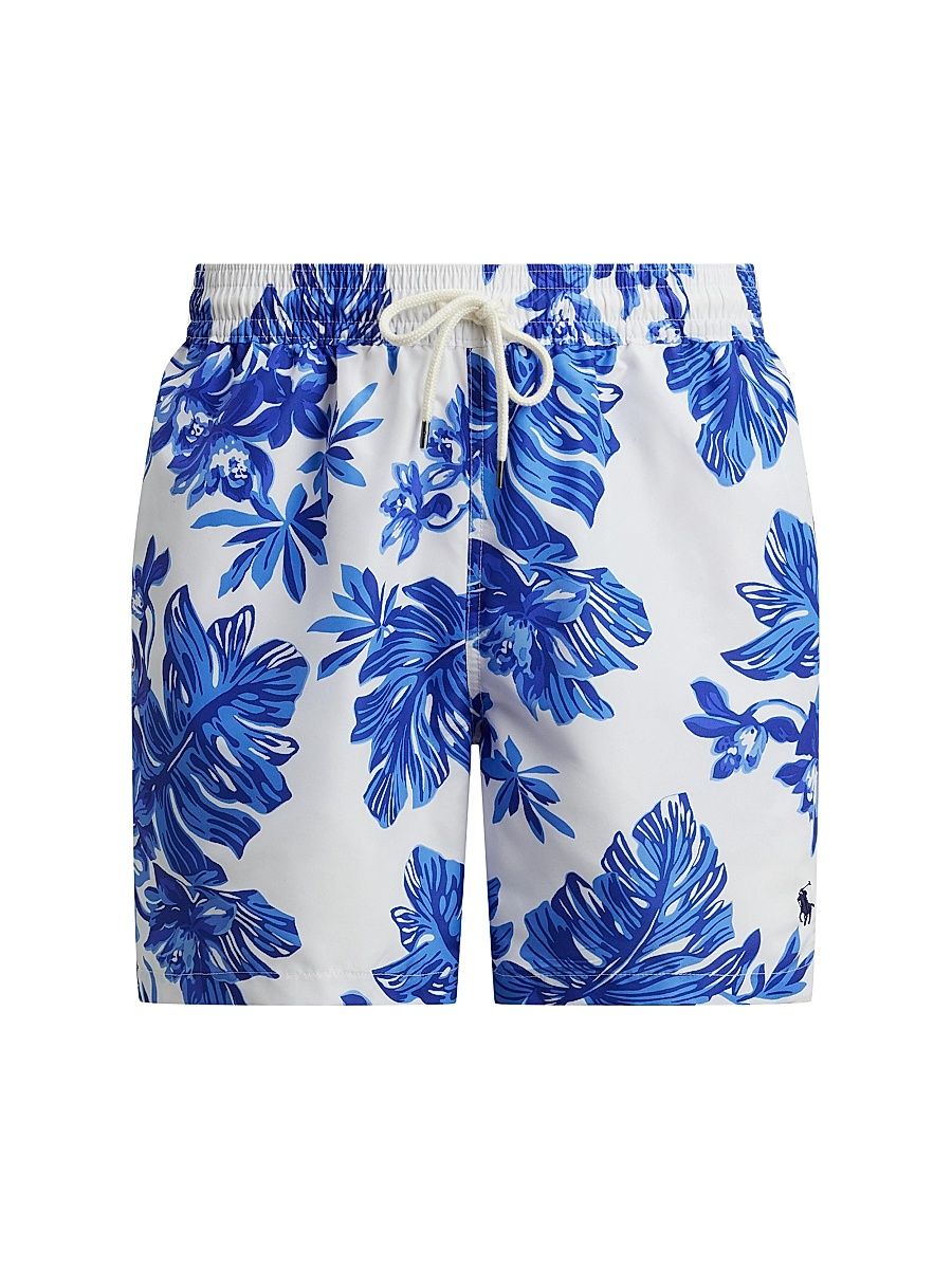 Men's Tropical Drawstring Swim Shorts - White Tropical - Size XXL