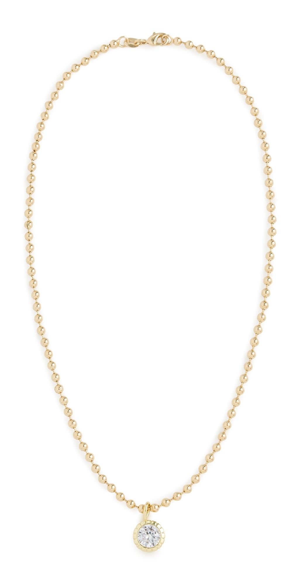 Alexa Leigh Round Bezel Ball Chain Necklace Yellow Gold One Size