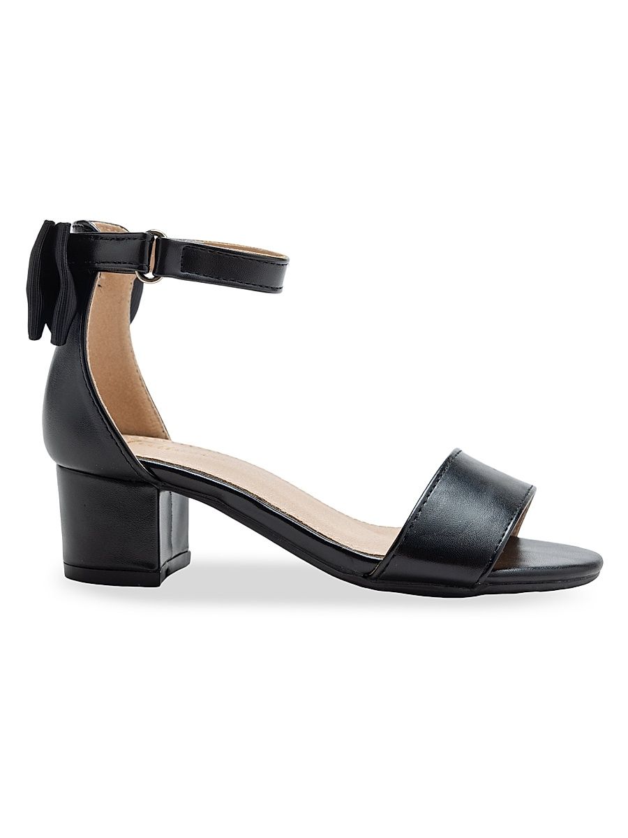 Little Girl's and Girl's Satin Banded Block Heels - Black - Size 5 (Child)