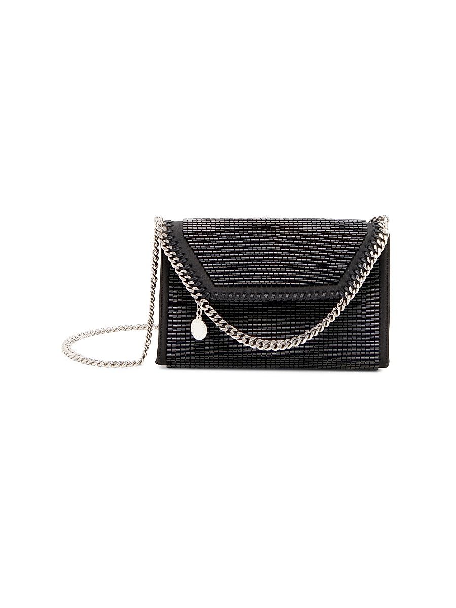 Women's Falabella Beaded Baguette Chain Wallet - Black