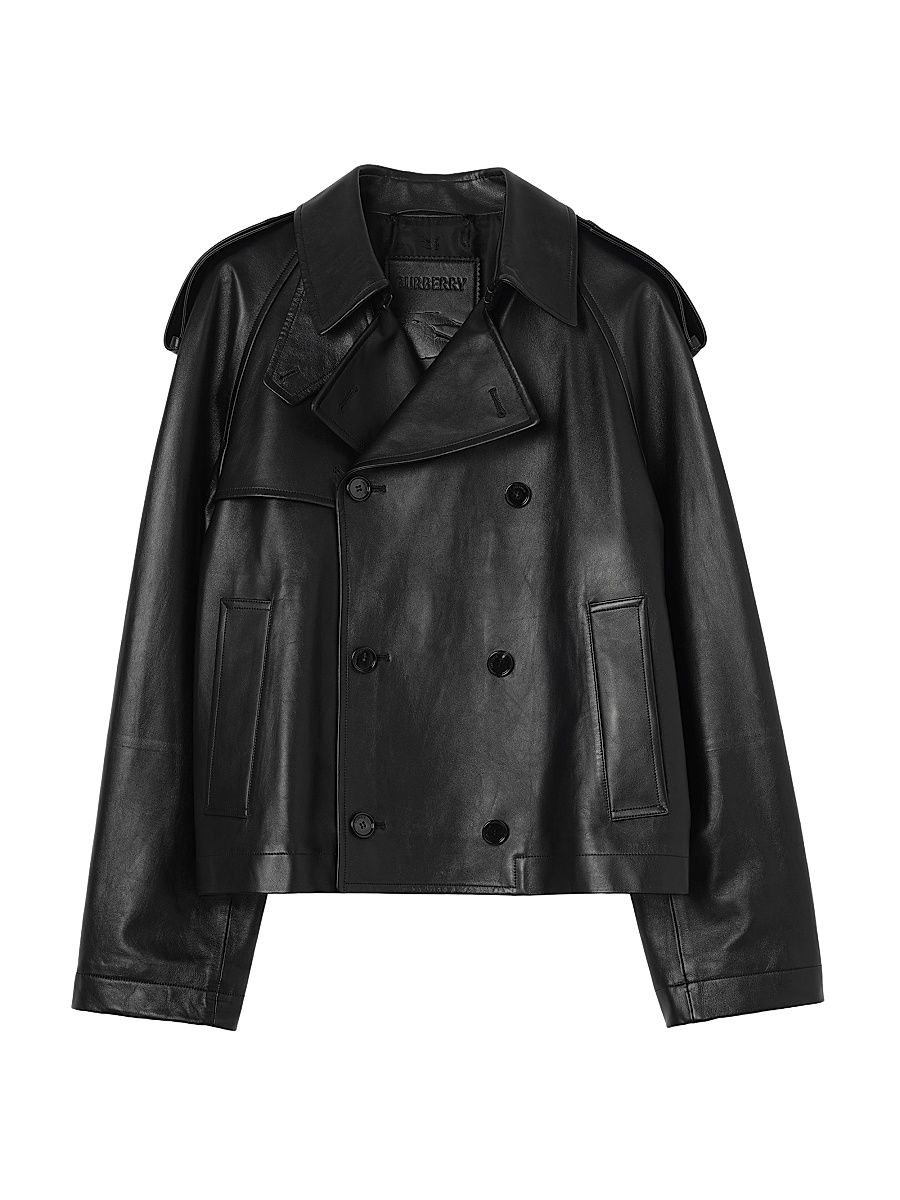 Men's Leadenham Leather Trench-Style Jacket - Black - Size 42