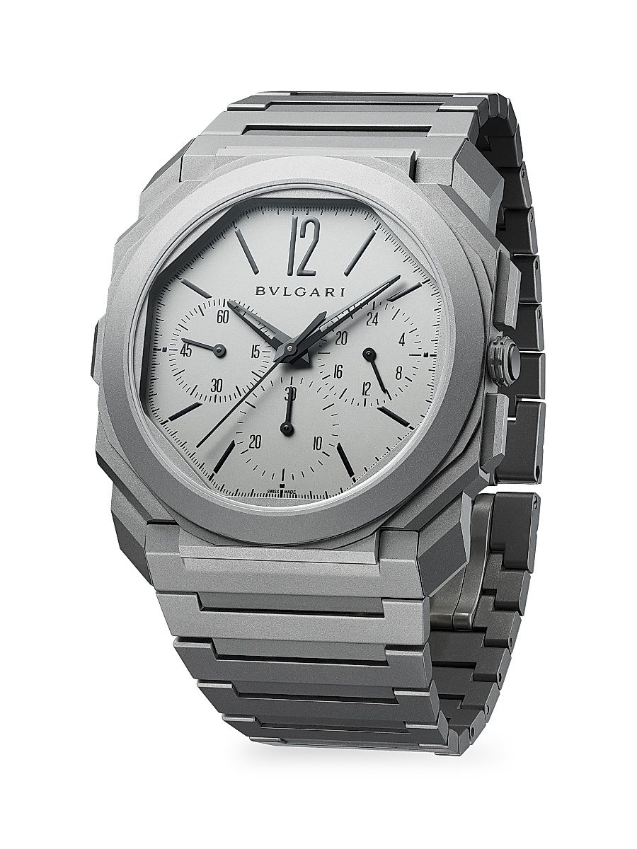 Octo Finissimo Extra-Thin Grey Ceramic & Titanium Bracelet Chronograph Watch