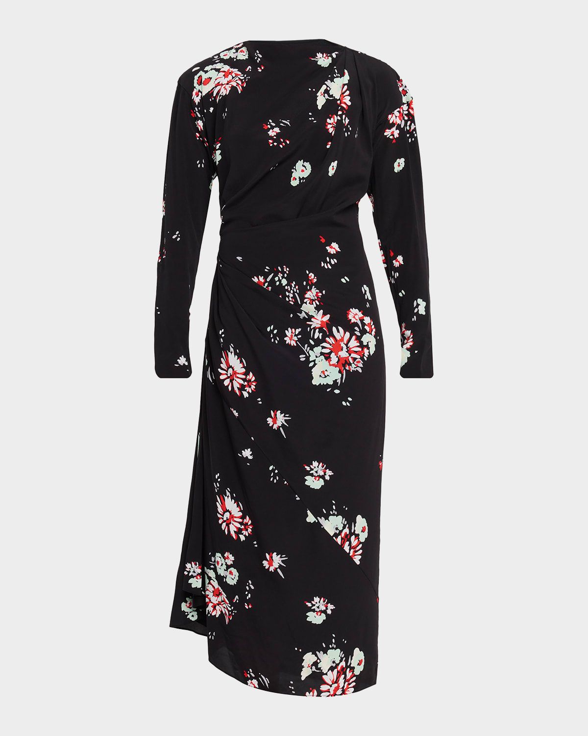 Trudie Floral Draped Long-Sleeve Dress