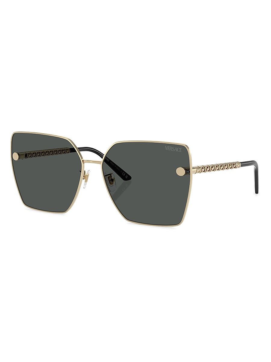 Women's 63MM Square Sunglasses - Gold Black Dark Grey