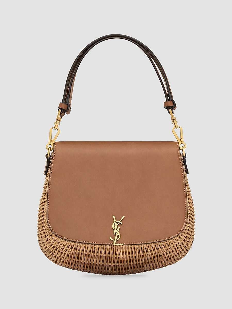 Saint Laurent Women's Mini Voltaire Top Handle Bag in Osier - Naturel And Brick