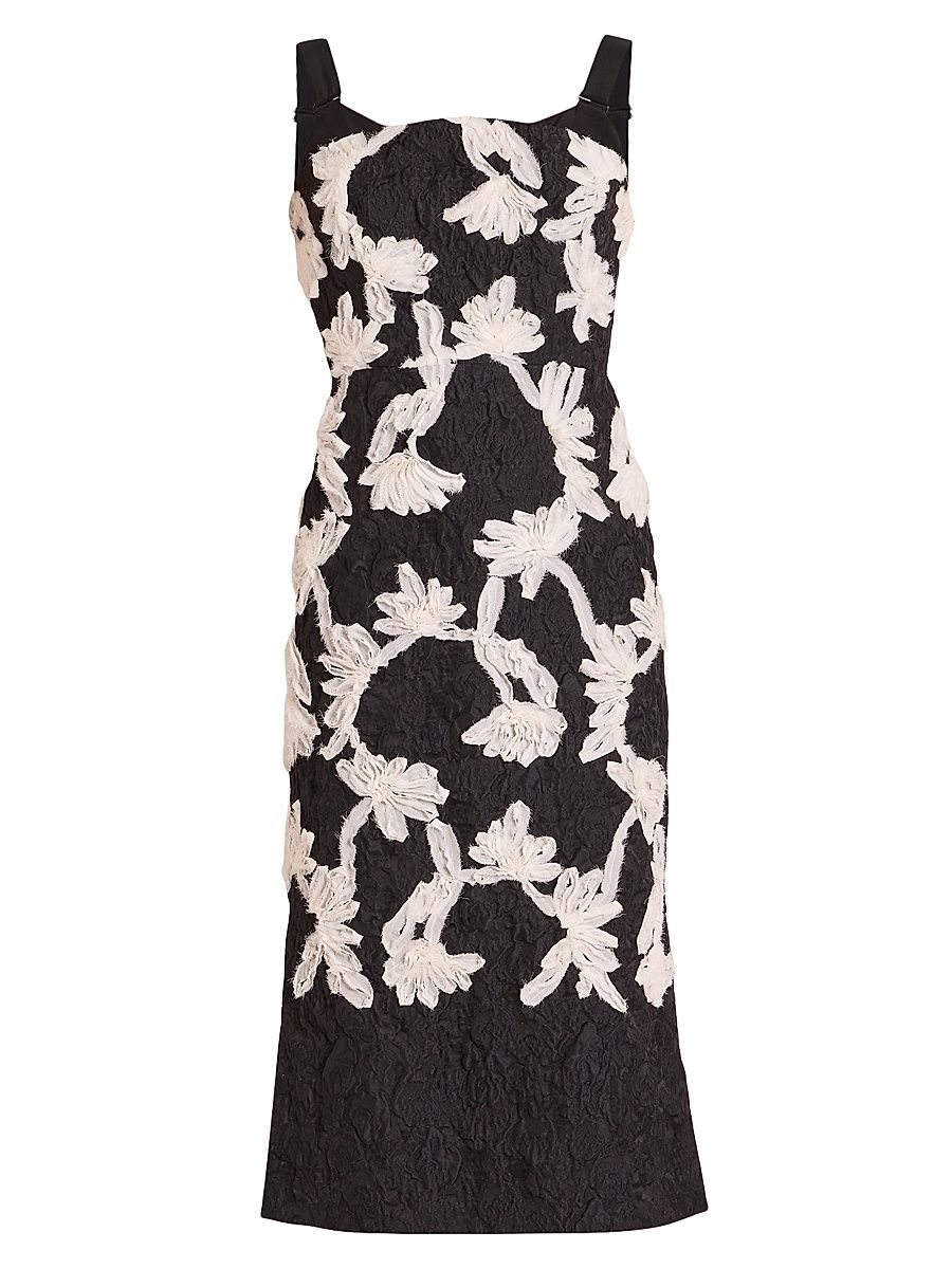 Women's Textured Floral Cocktail Dress - Black - Size 10