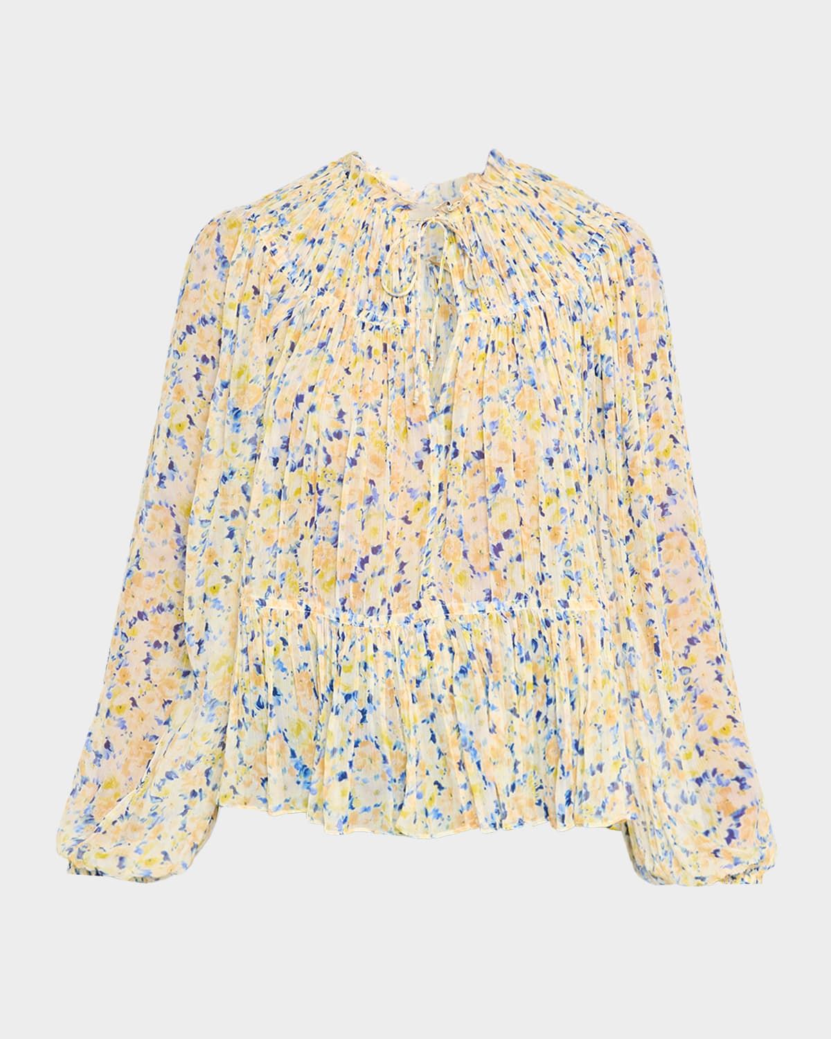 Leandra Pleated Silk Chiffon Blouse