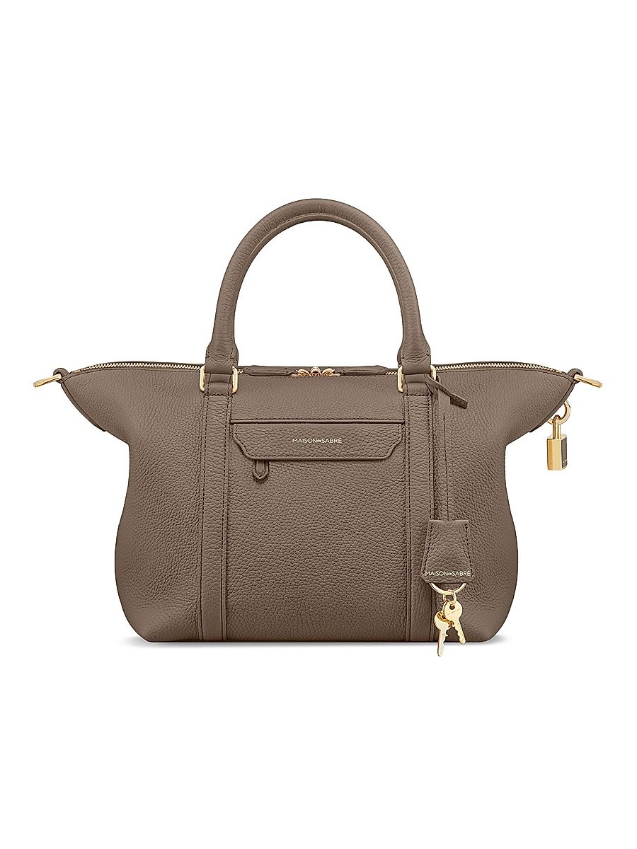 Women's Small Leather Crossbody Weekender Bag - Cashmere Clay