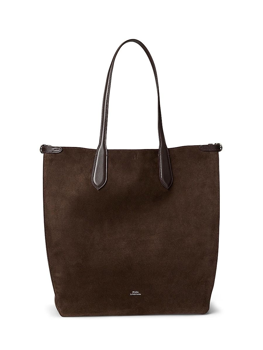 Women's Suede North-South Tote - Chocolate And Tobacco