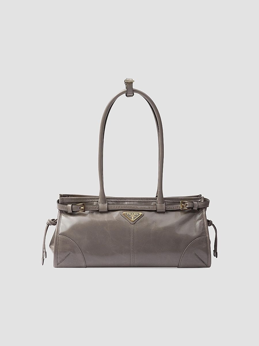 Prada Women's Bonnie Medium Leather Top Handle Bag - Grey