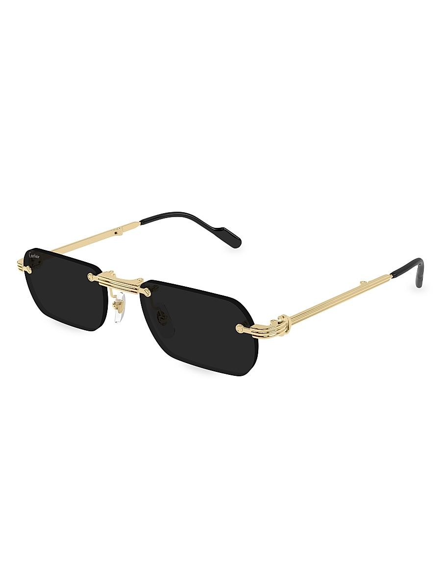 Men's Première De Cartier CT0499S 54MM Rectangular Sunglasses - Black Gold