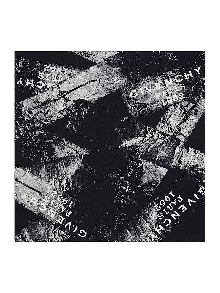 Women's Tape Square Scarf in Silk - Black