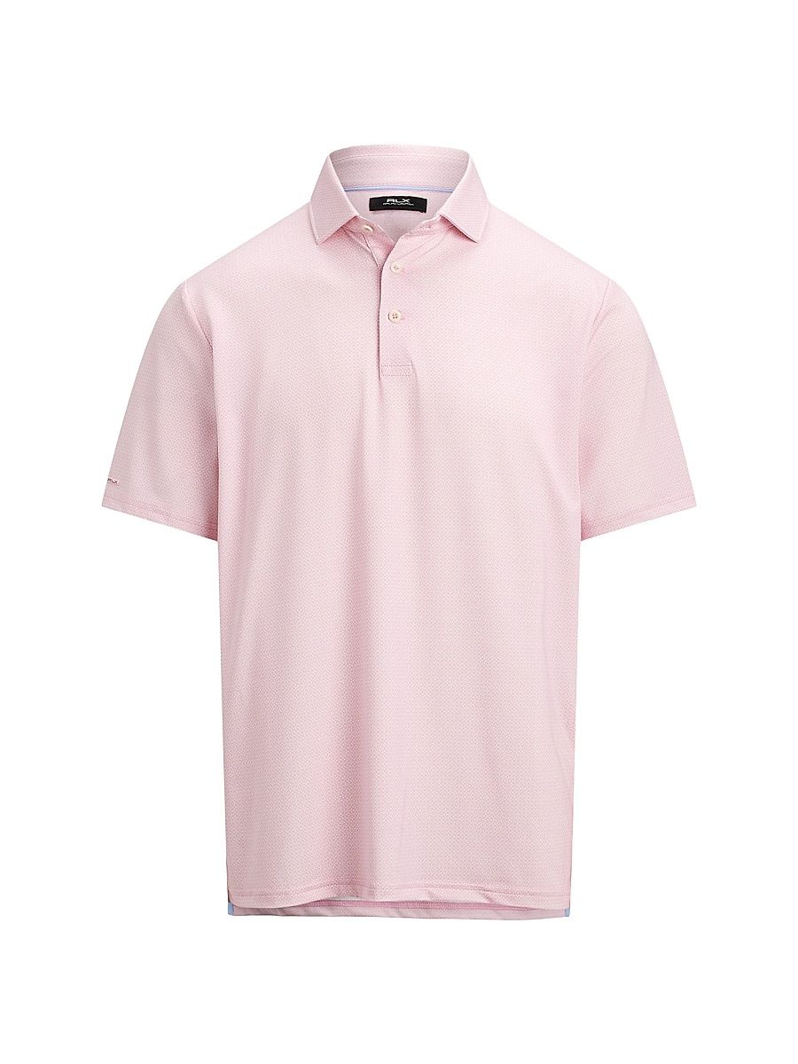 Men's Geometric Piqué Performance Polo Shirt - Carmel Pink Boogey Texture - Size XL
