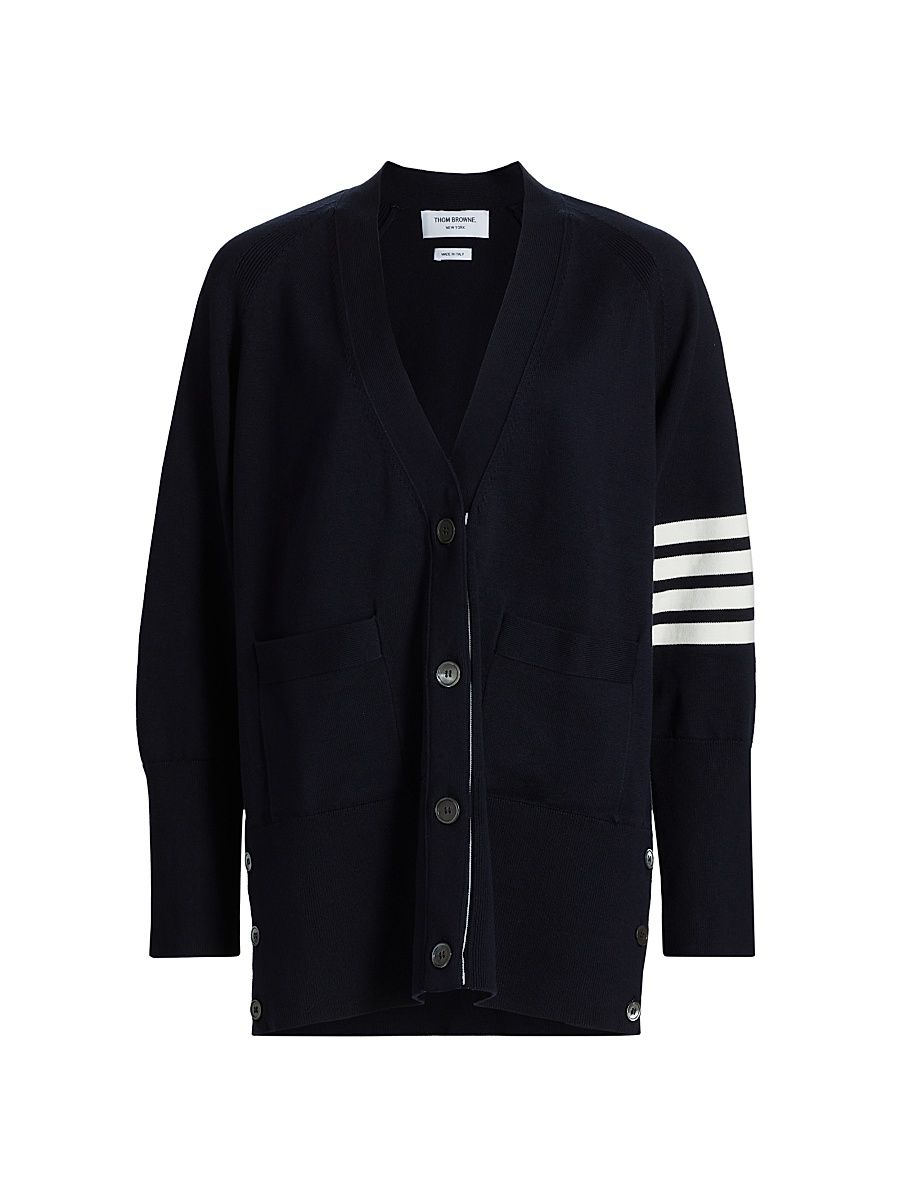 Women's Exaggerated Fit 4-Bar Cardigan - Navy - Size 8