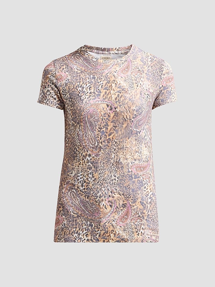 Women's Ressi Paisley Leopard Print T-Shirt - Tan Valencia Leopard - Size XL