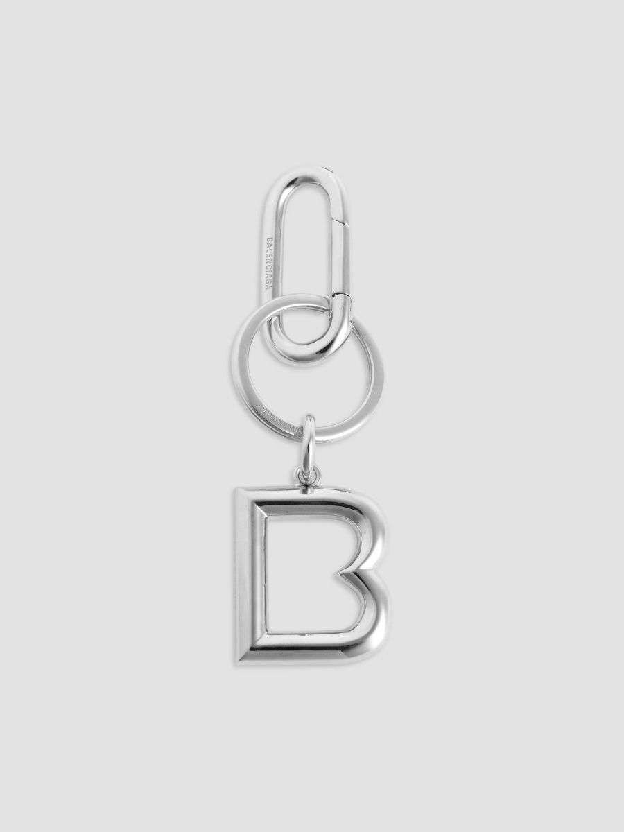 Balenciaga Unisex B Keychain - Shiny Silver