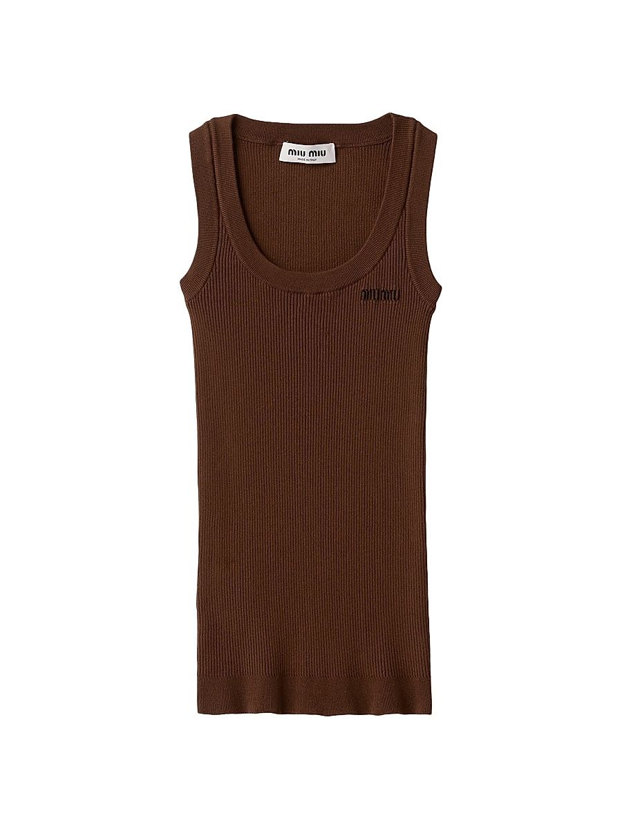 Women's Cotton Knit Tank Top - Brown - Size 6