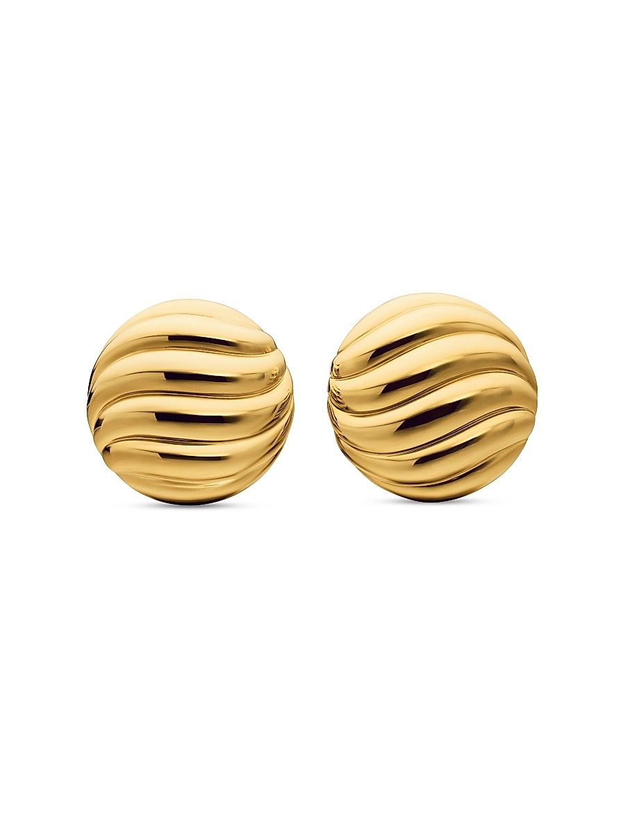 Women's Sculpted Cable Stud Earrings In 18K Yellow Gold - Gold
