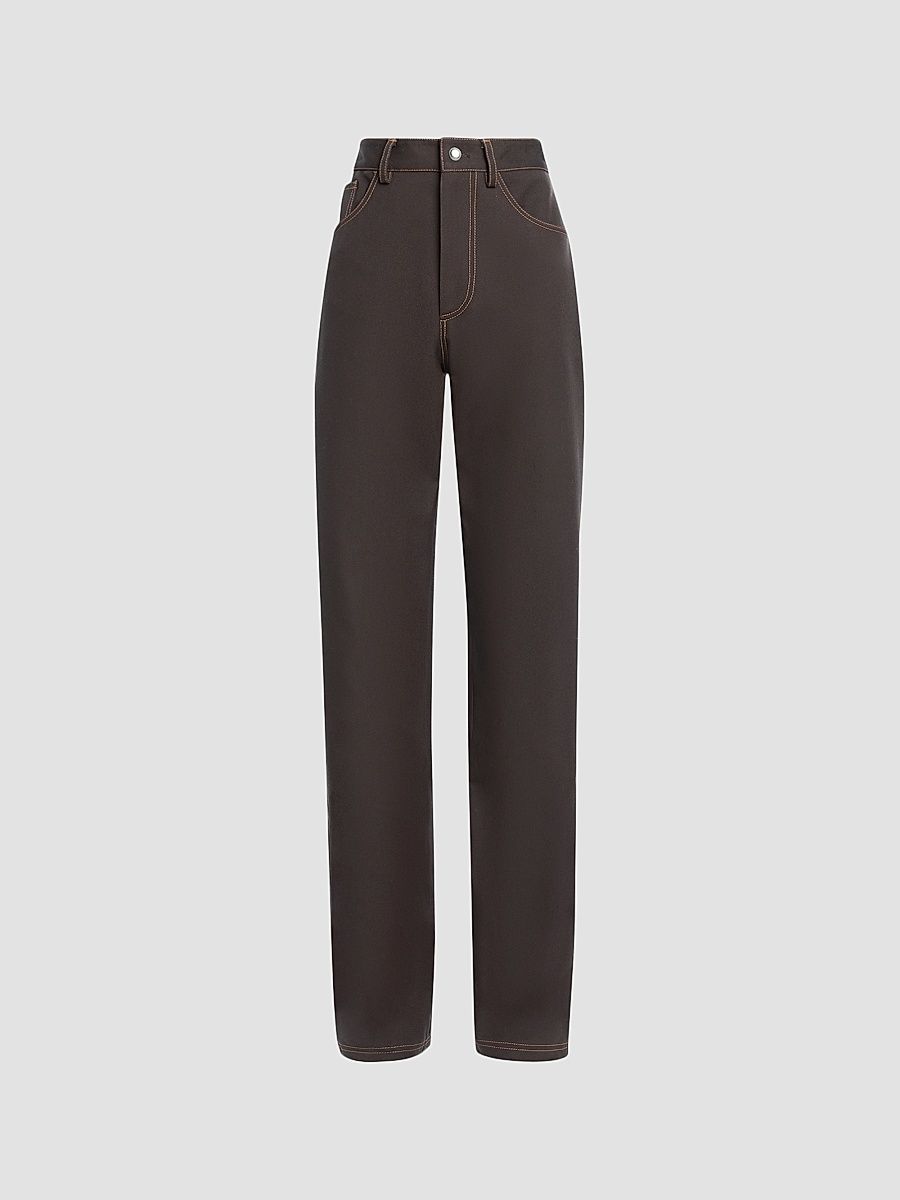 Women's Mills Cotton Slim-Straight Pants - Fudge - Size 2