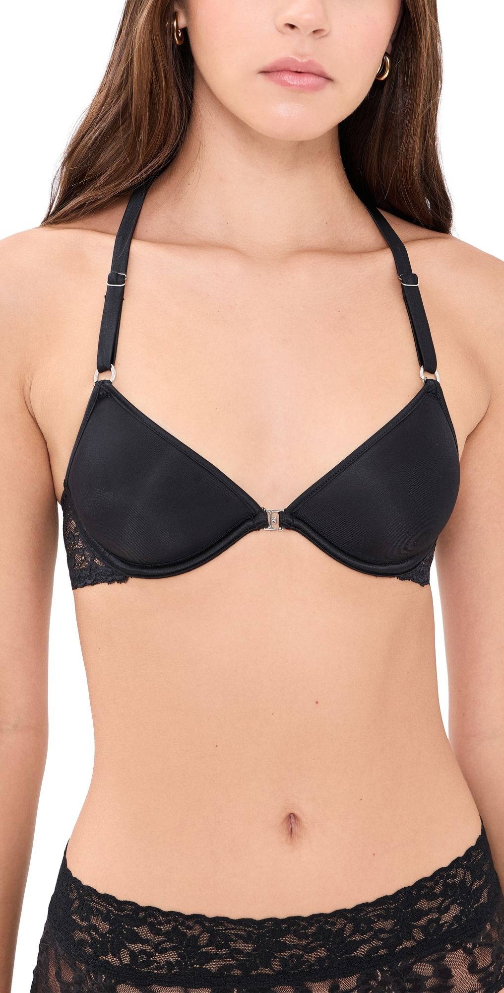 Fleur du Mal Bianca Lace Spacer Racerback Bra Black 38B
