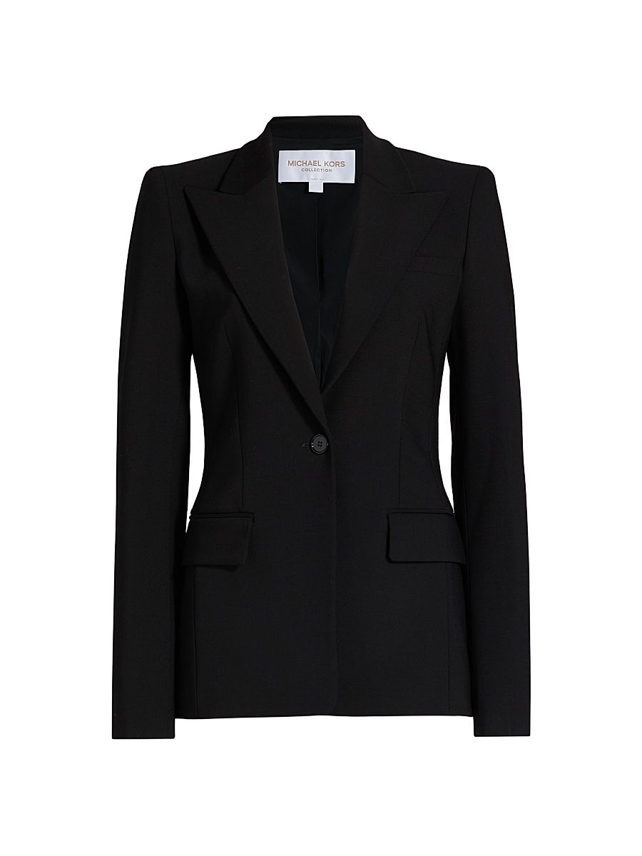 Women's Georgina Pebble Crepe Blazer - Black - Size 14