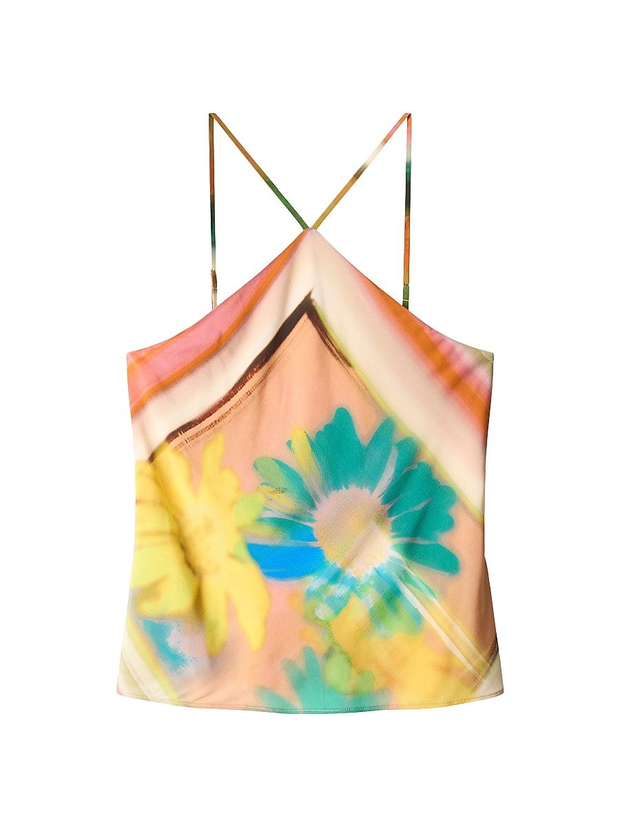 Women's Cubism Halterneck Top - Superbloom Scarf - Size 14