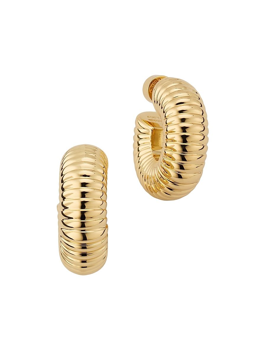 Women's Goldtone Ribbed Hoop Earrings - Gold