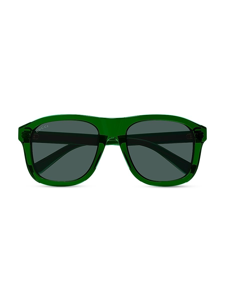 Men's 80s Monocolor 54MM Acetate Pilot Sunglasses - Green