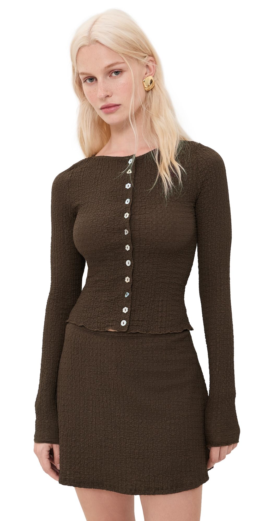 Lisa Says Gah Summer Long Sleeve Top Saddle XL