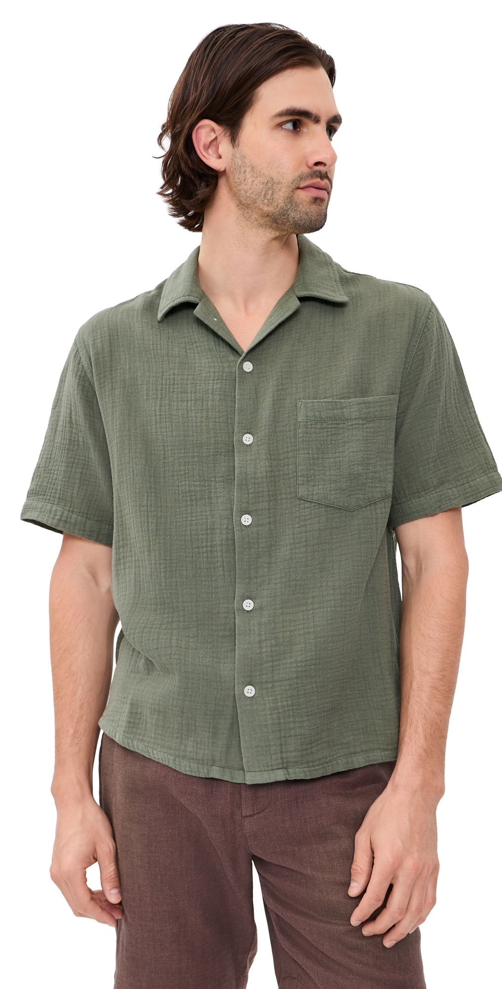 Corridor Double Cloth Short Sleeve Top Army S