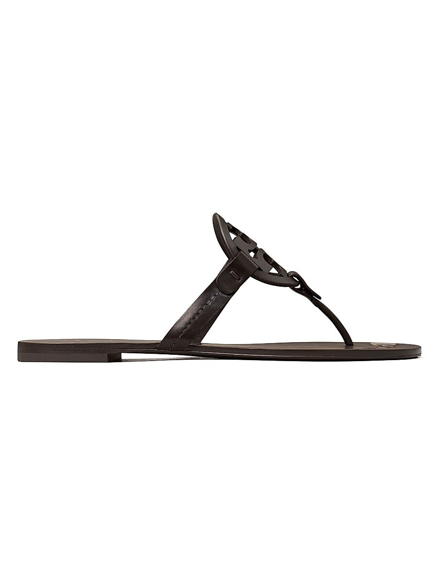 Women's Miller Logo Leather Sandals - Cocoa - Size 9.5