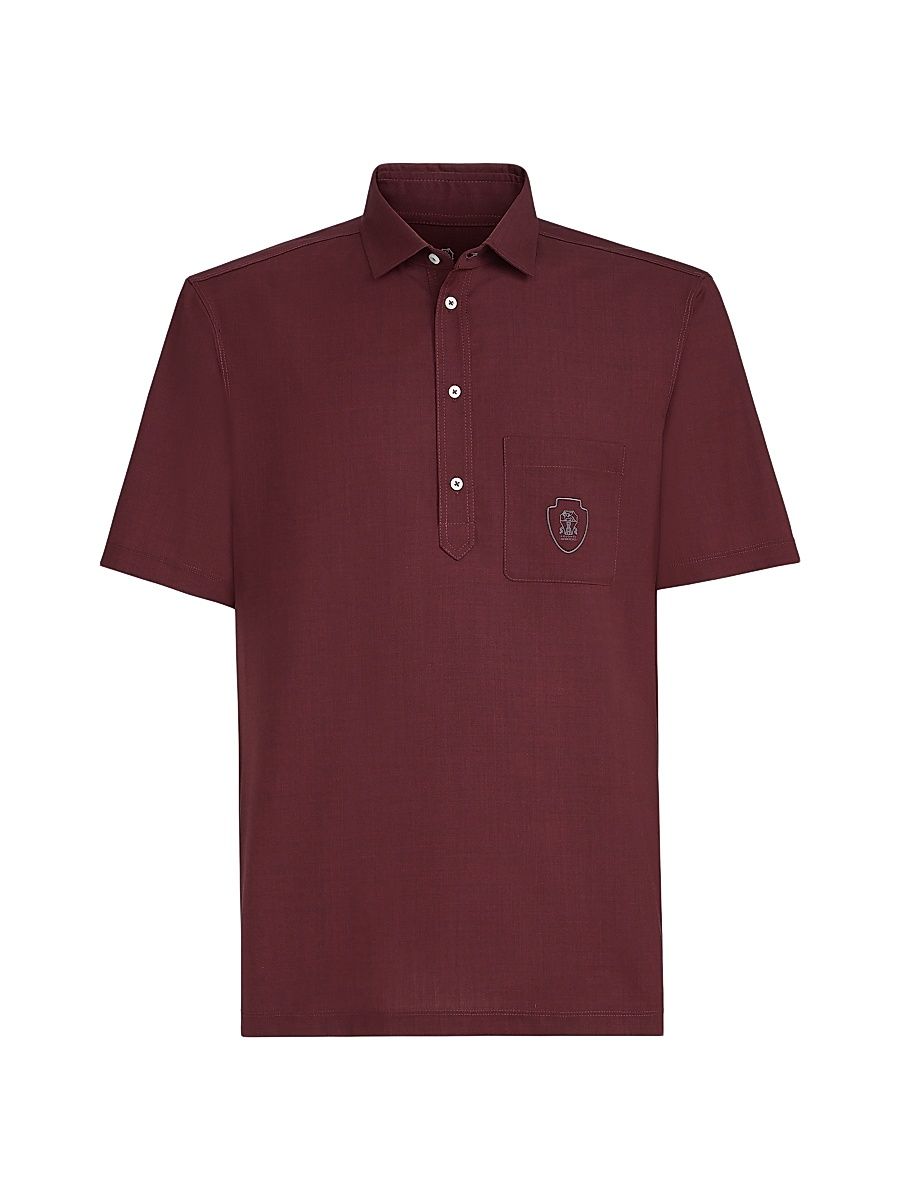 Men's Virgin Wool Poplin Polo Shirt - Cherry - Size XXXXL