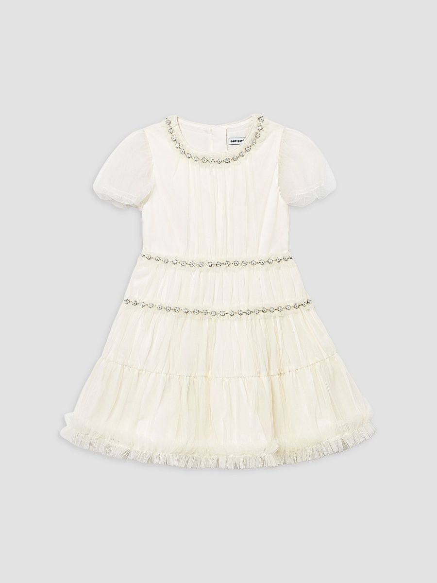 Little Girl's & Girl's Tulle Tiered Dress - Cream - Size 10