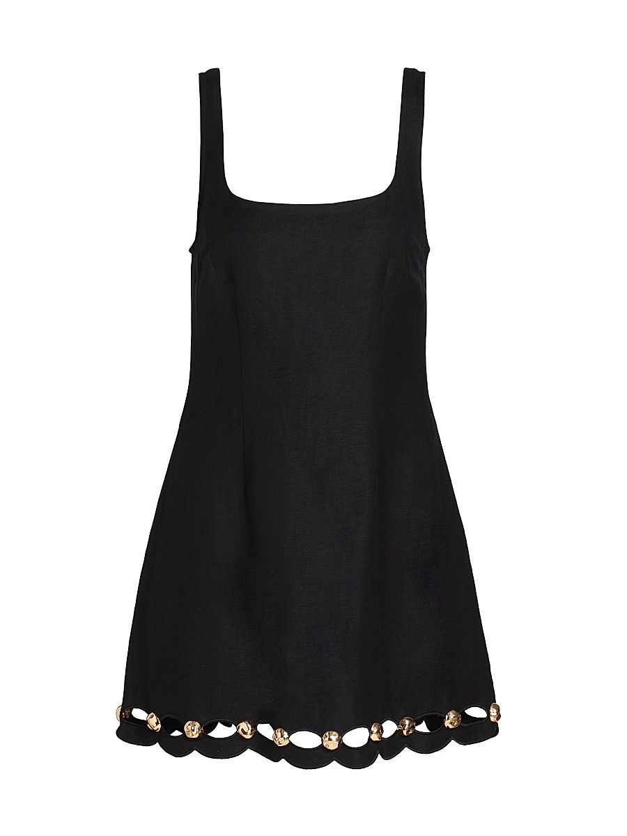 Women's Lindley Linen-Blend Sleeveless Midi-Dress - Black - Size Medium
