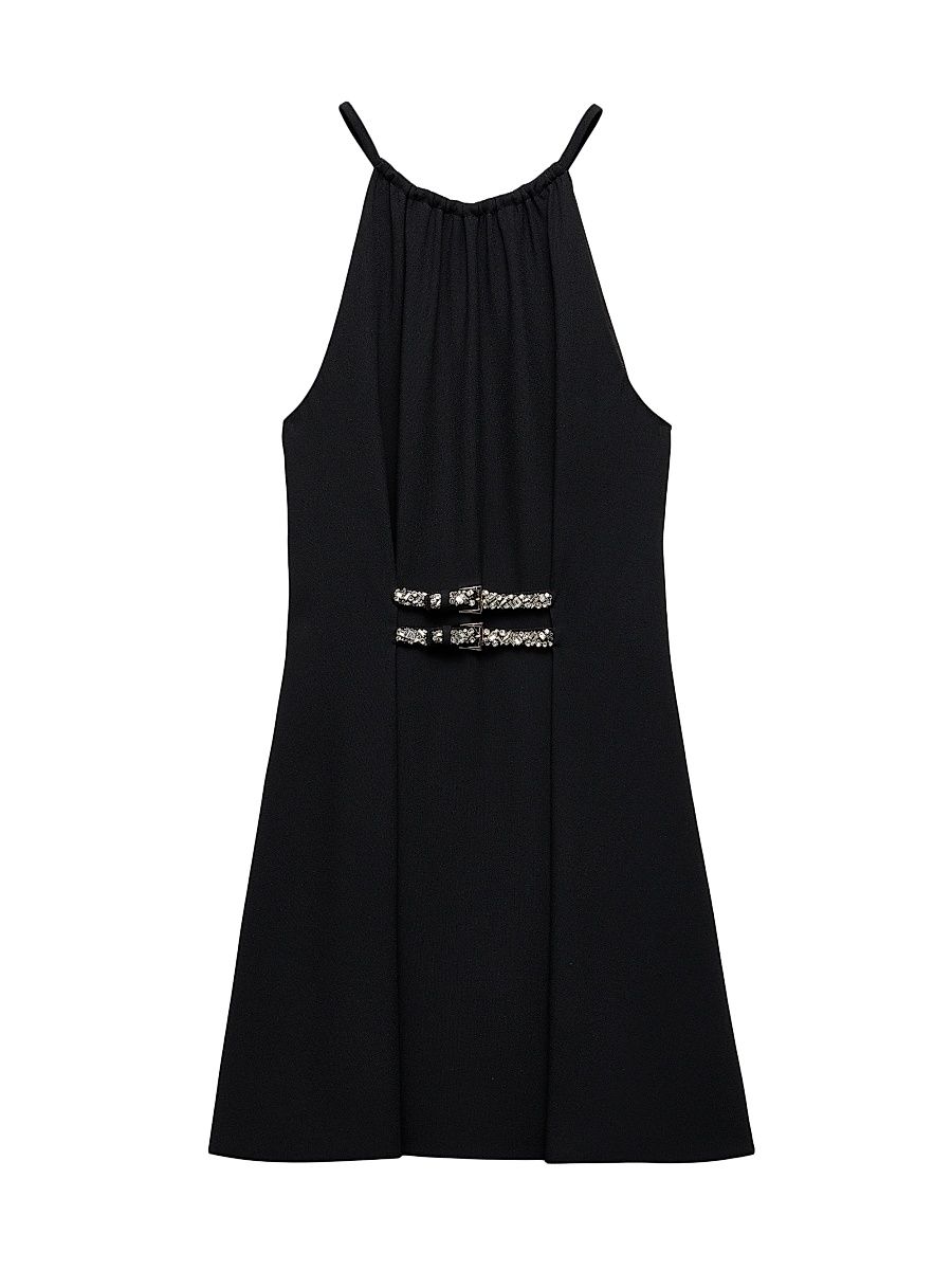 Women's Embroidered Sable Mini-Dress - Black - Size 8