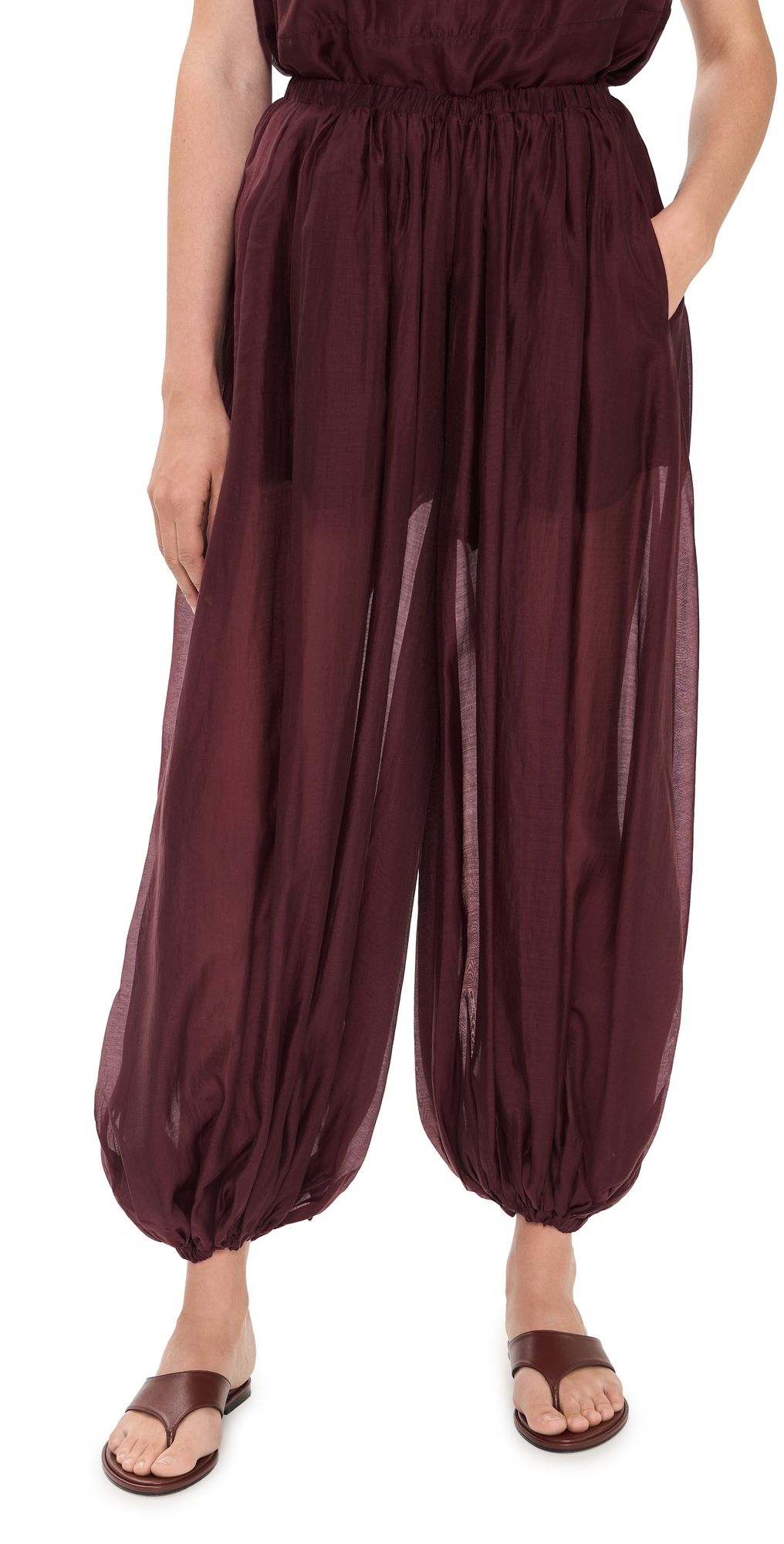 MEIMEIJ Elastic Waist Oversized Balloon Pants Sangria 42