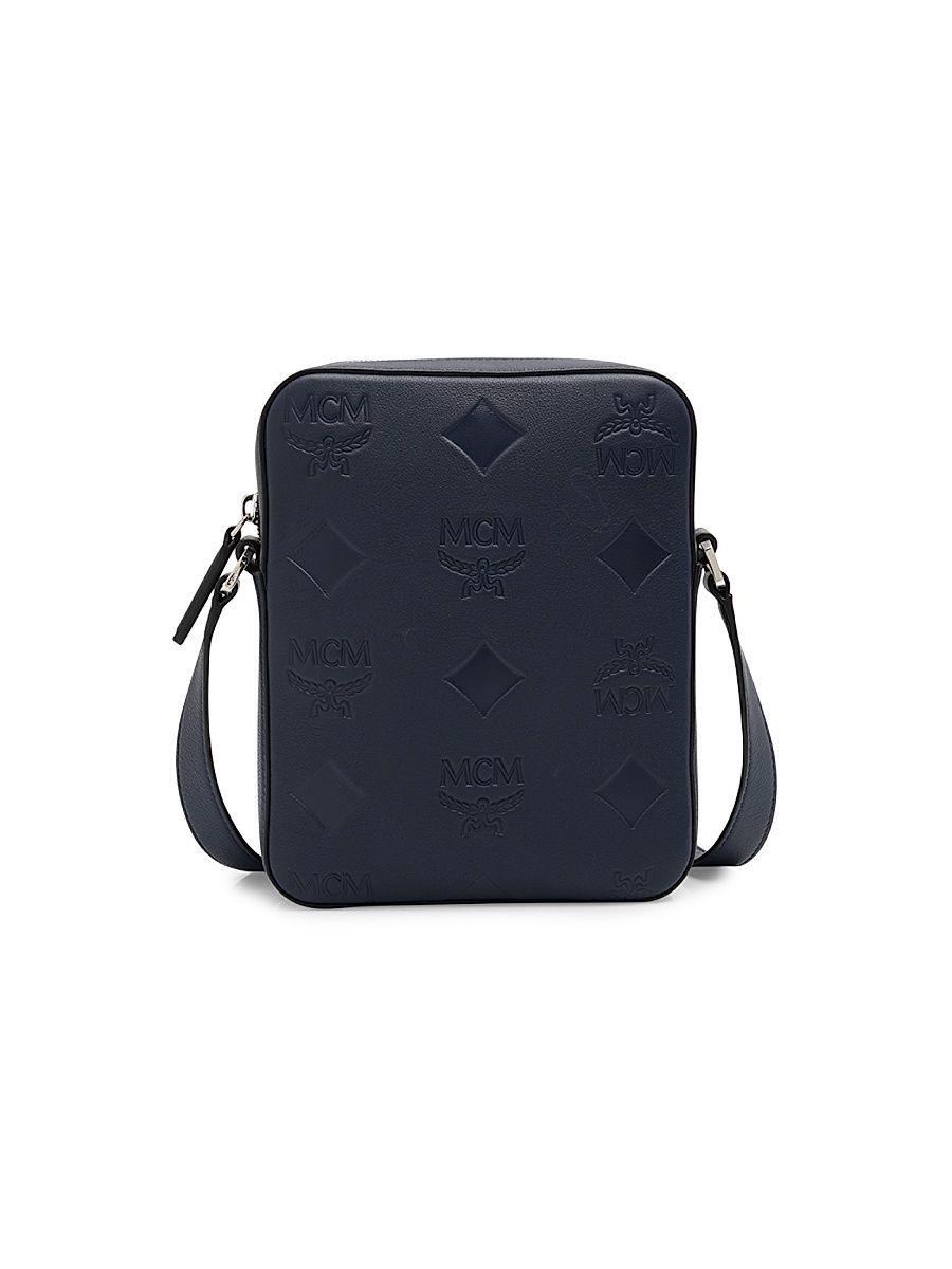 Men's Klassik Monogram-Embossed Leather Crossbody Bag - Navy
