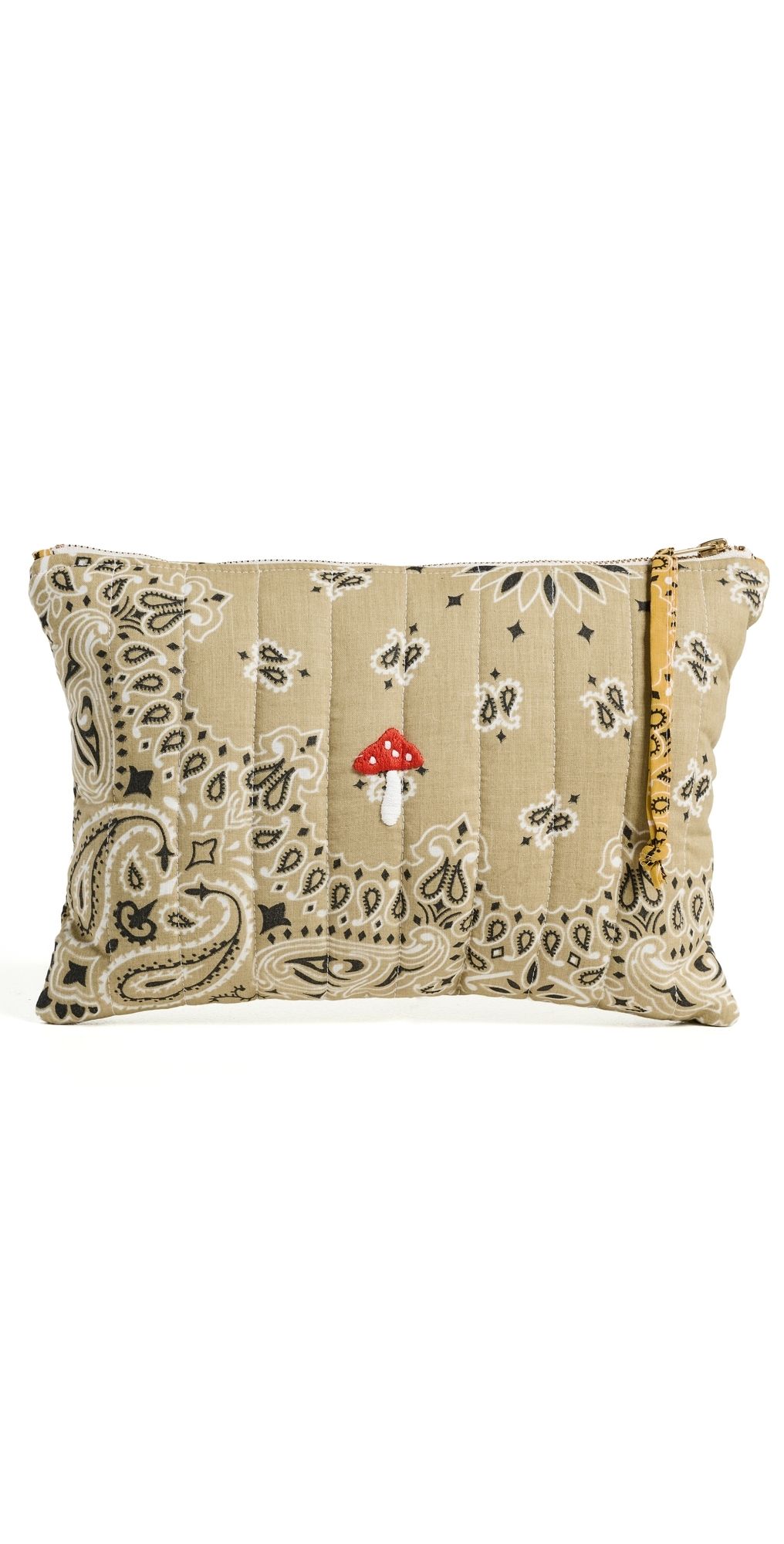 Call It By Your Name Quilted Zipper Pouch Beige/Moutarde One Size