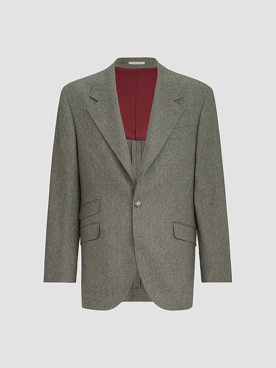 Men's Virgin Wool Flannel Cavallo Tailor Blazer with Metal Buttons - Military - Size 34