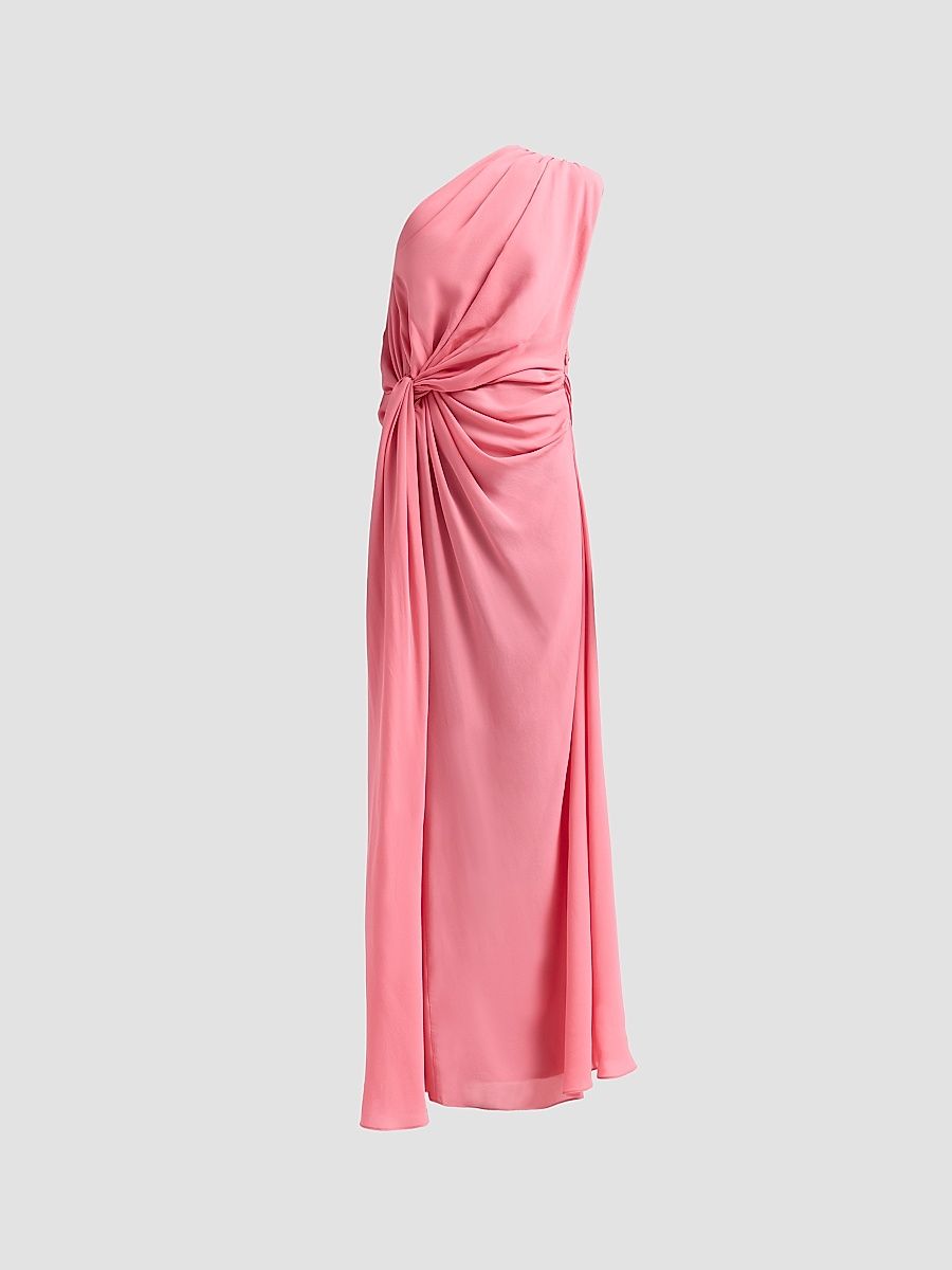 Women's Draped One-Shoulder Gown - Coral - Size 4