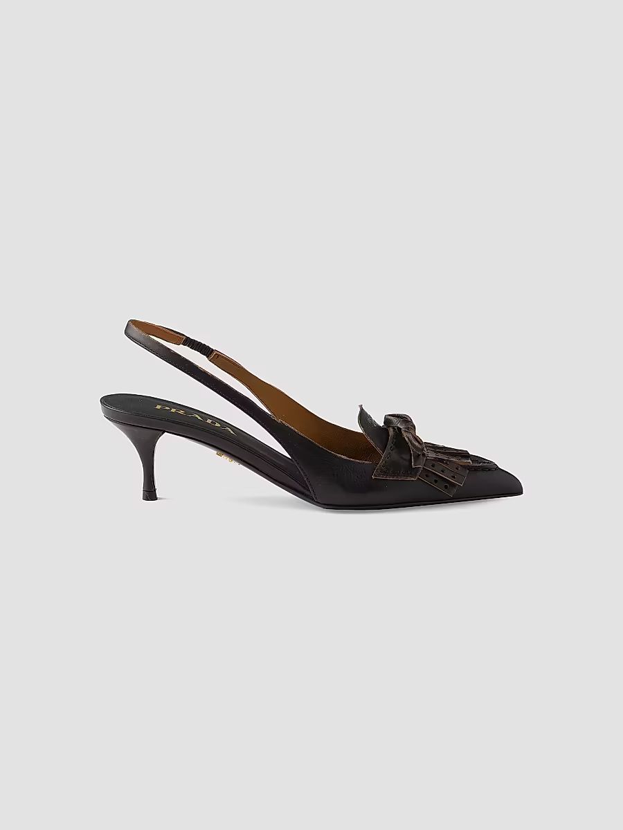 Prada Women's Leather Slingback Pumps - Black - Size 8
