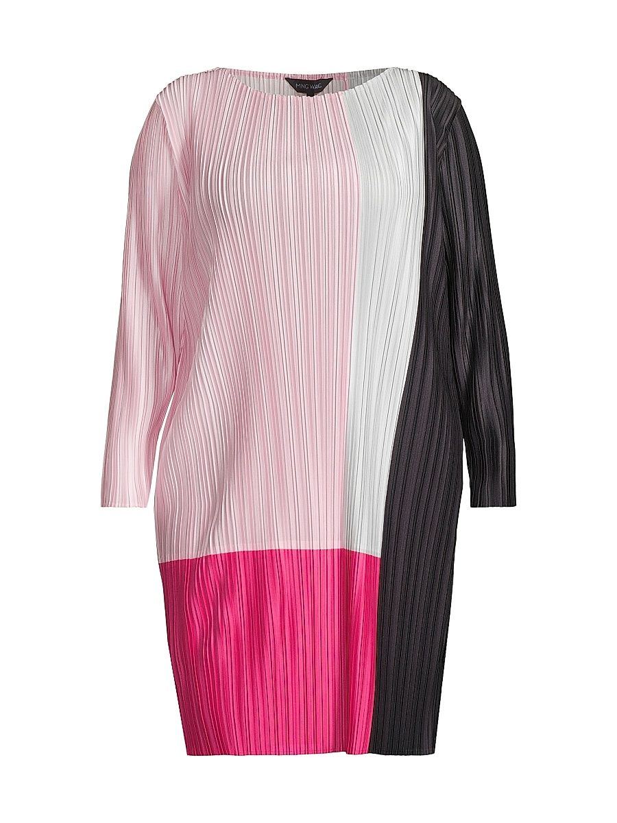 Women's Colorblocked Knee-Length Dress - Perfect Pink - Size 24