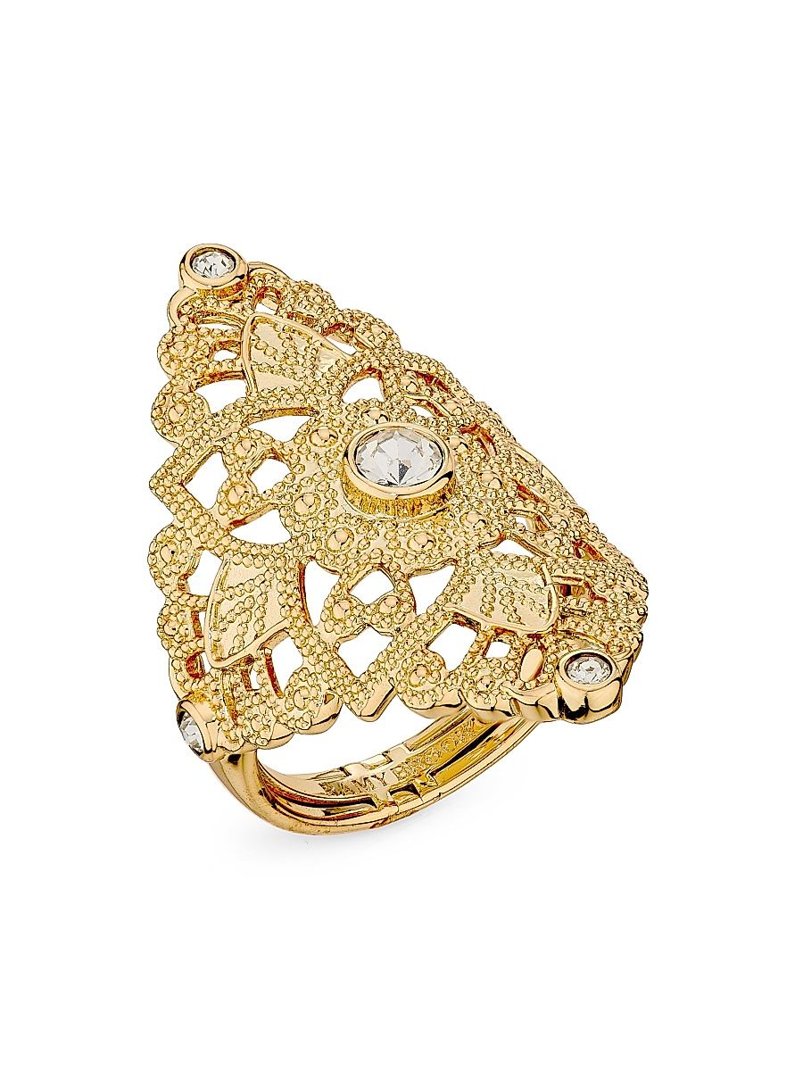 Women's Medallion Filagree Laya Goldtone & Cubic Zirconia Ring - Gold - Size 7