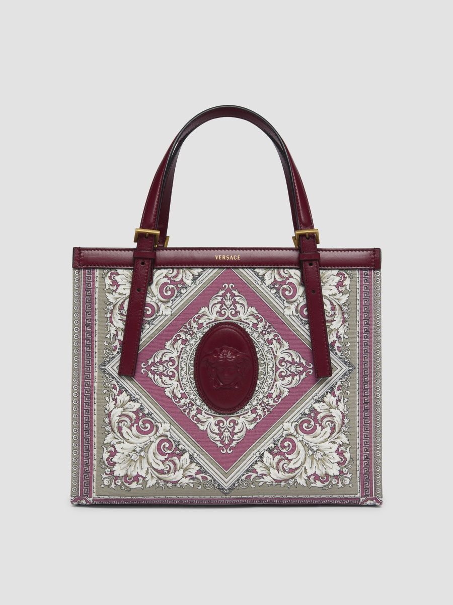 Versace Women's Rivière Medium Neoclassic Barocco Cotton Tote Bag - Multicolor Oxblood Gold