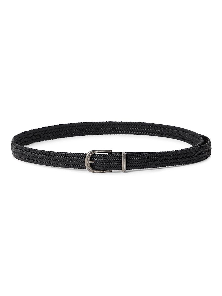 Women's Stretch Braided Leather Belt - Black - Size XS