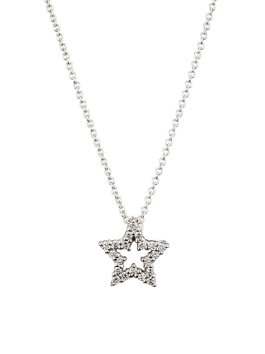 Women's Tiny Treasures 18K White Gold & 0.18 TCW Diamond Star Pendant Necklace - White Gold