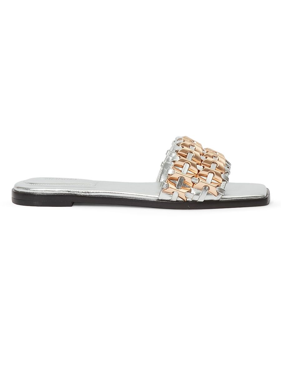Women's Faye Beaded Metallic Leather Flats - Silver - Size 9
