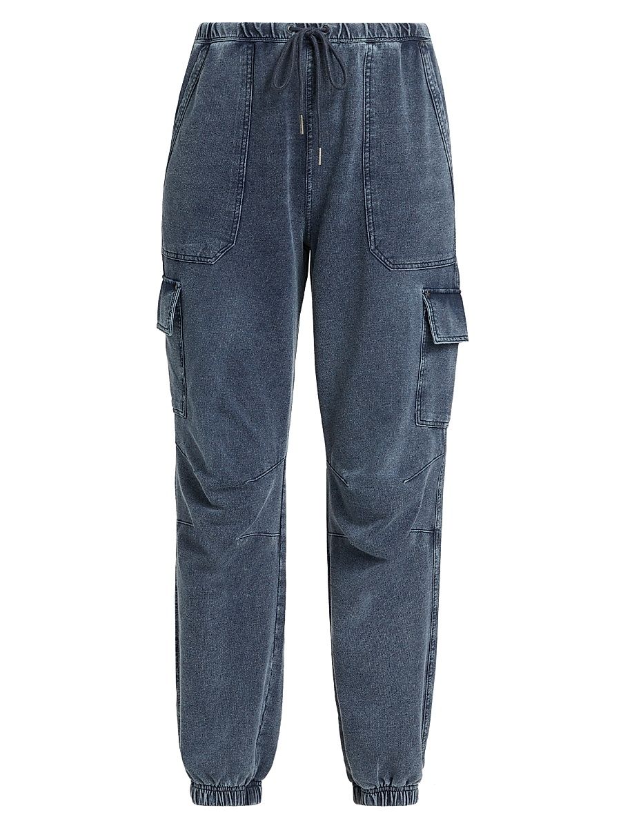 Women's Cotton-Blend Cargo Sweatpants - Indigo - Size XS
