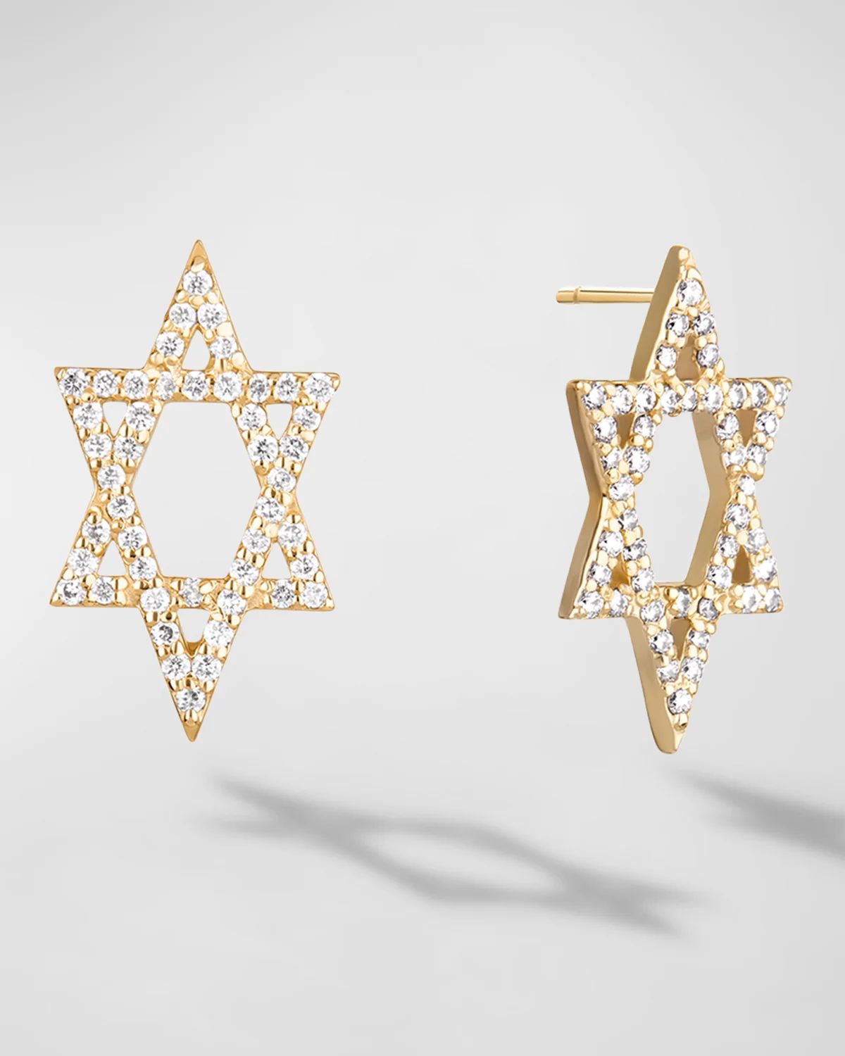 14K Gold Flawless Star of David Stud Earrings