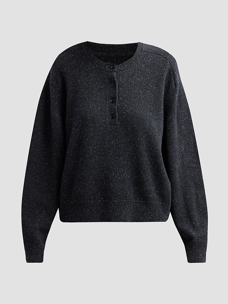 Women's Malo Saddle-Sleeve Sweater - Peppered Anthracite - Size Large